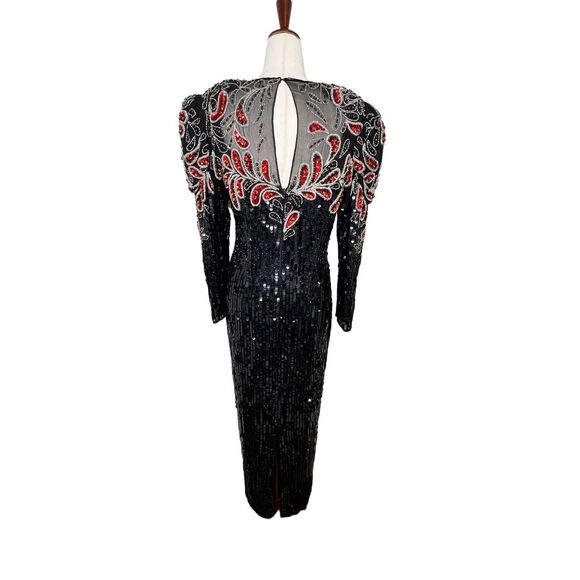 Stunning Black and Red Sequin Maxi Dress - Picture 4 of 9